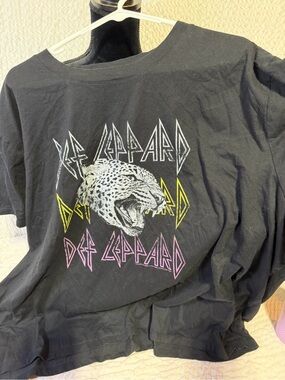 Def Leppard Black Short Sleeve Graphic Tee - Black with Yellow & Pink Accents